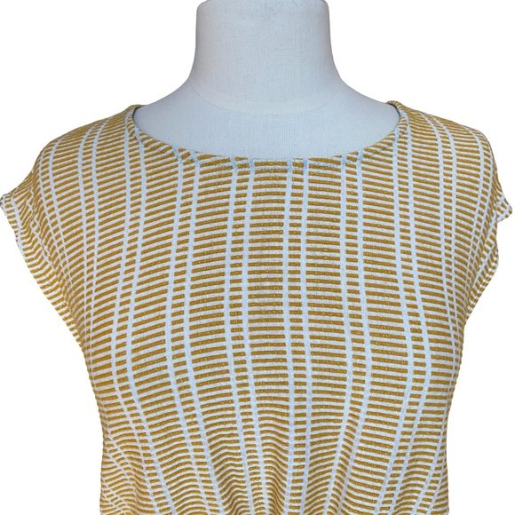 Anthropologie W5 Mustard Cream Striped Twist Bottom Top Blouse-L - Picture 3 of 10